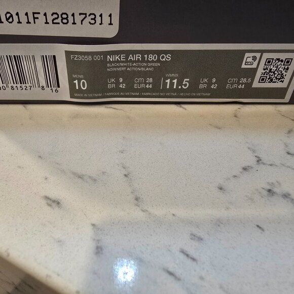 Nike Air Max 180 QS Black/White-Action Green "Joker" Beetlejuice Mens Size 10 - Picture 9 of 13